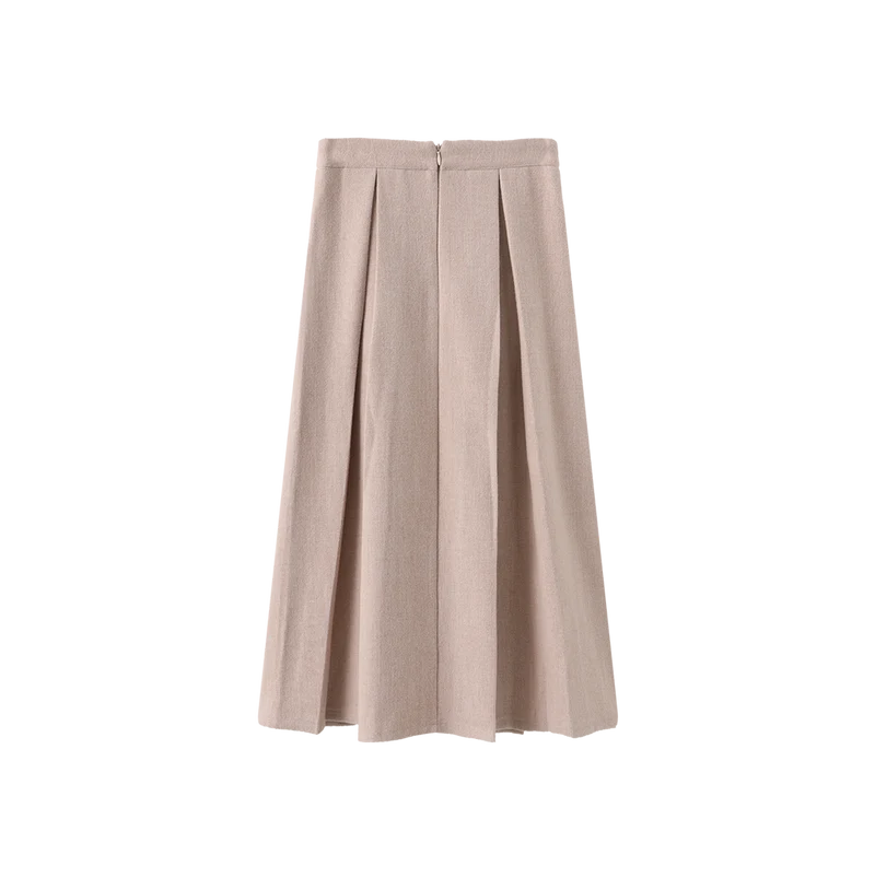 skirt wool wide center pleats - dusty pink