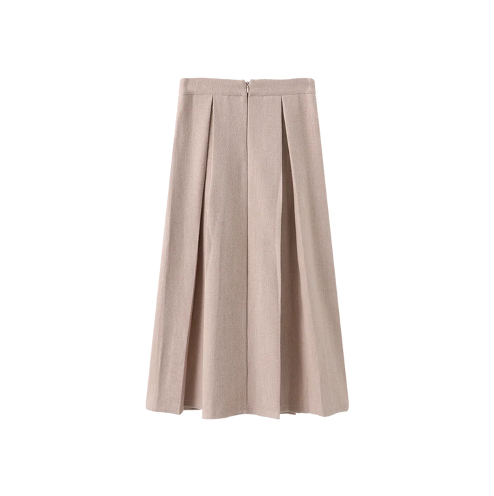 skirt wool wide center pleats - dusty pink