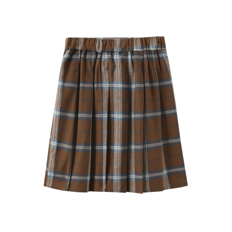 skirt plaid center pleated  - blue