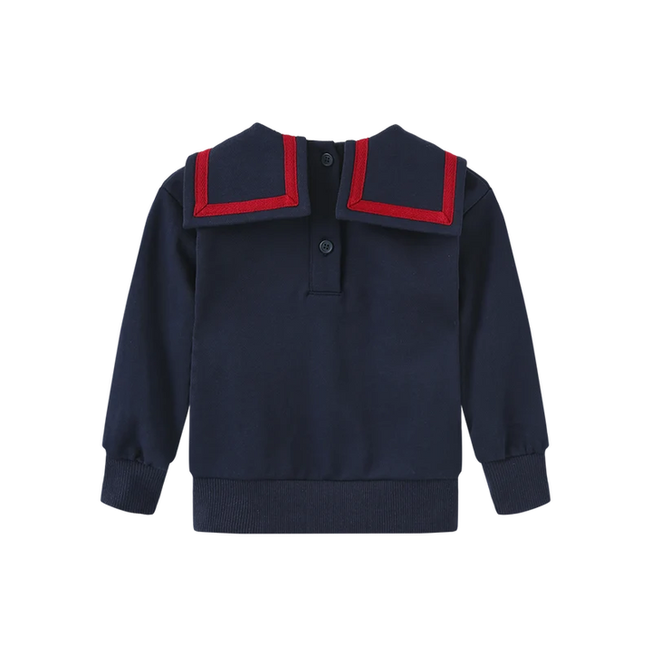 set outfit graphic knit collar sweatshirt and leggings - navy