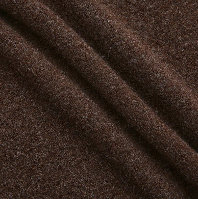 top l/s knit button collared sweater - brown