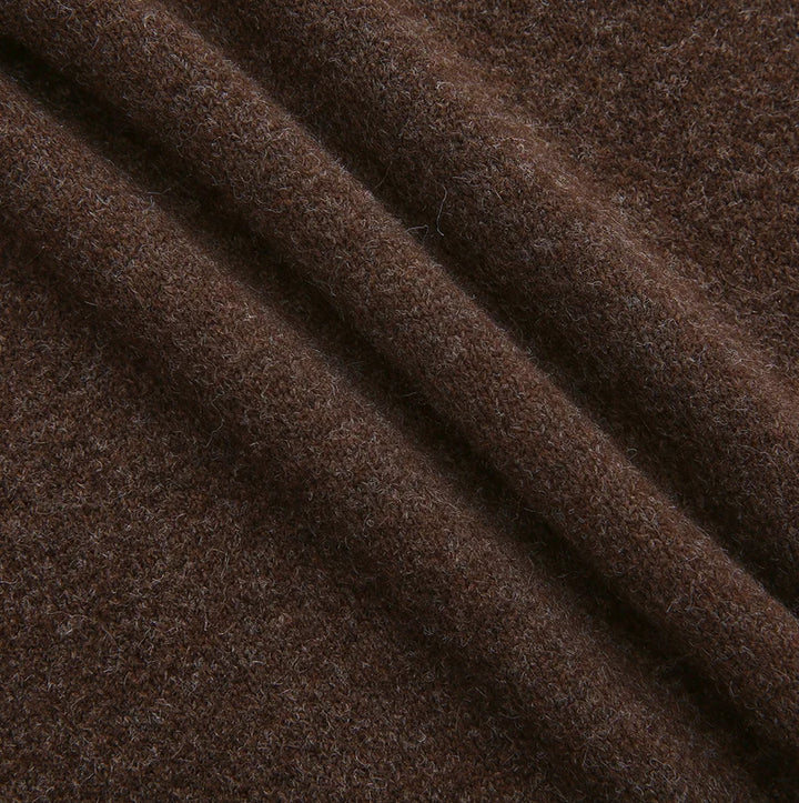 top l/s knit button collared sweater - brown