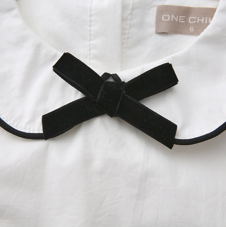 shirt l/s piped scallop collar - white/black