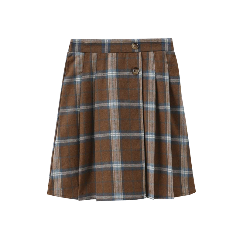 skirt plaid center pleated  - blue