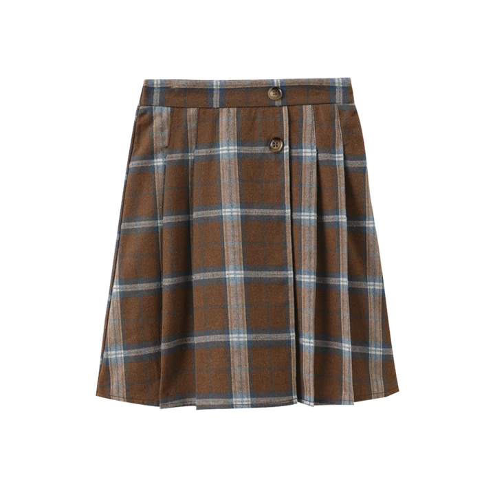 skirt plaid center pleated  - blue