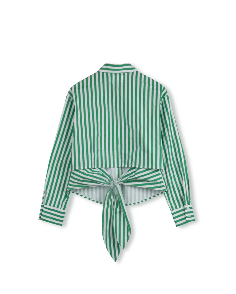 shirt l/s striped tie back - green
