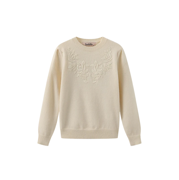 top l/s floral embroidered sweater - ivory – Lily and Todd