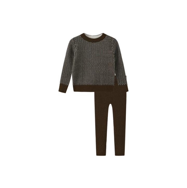 set outfit multi knit - cognac