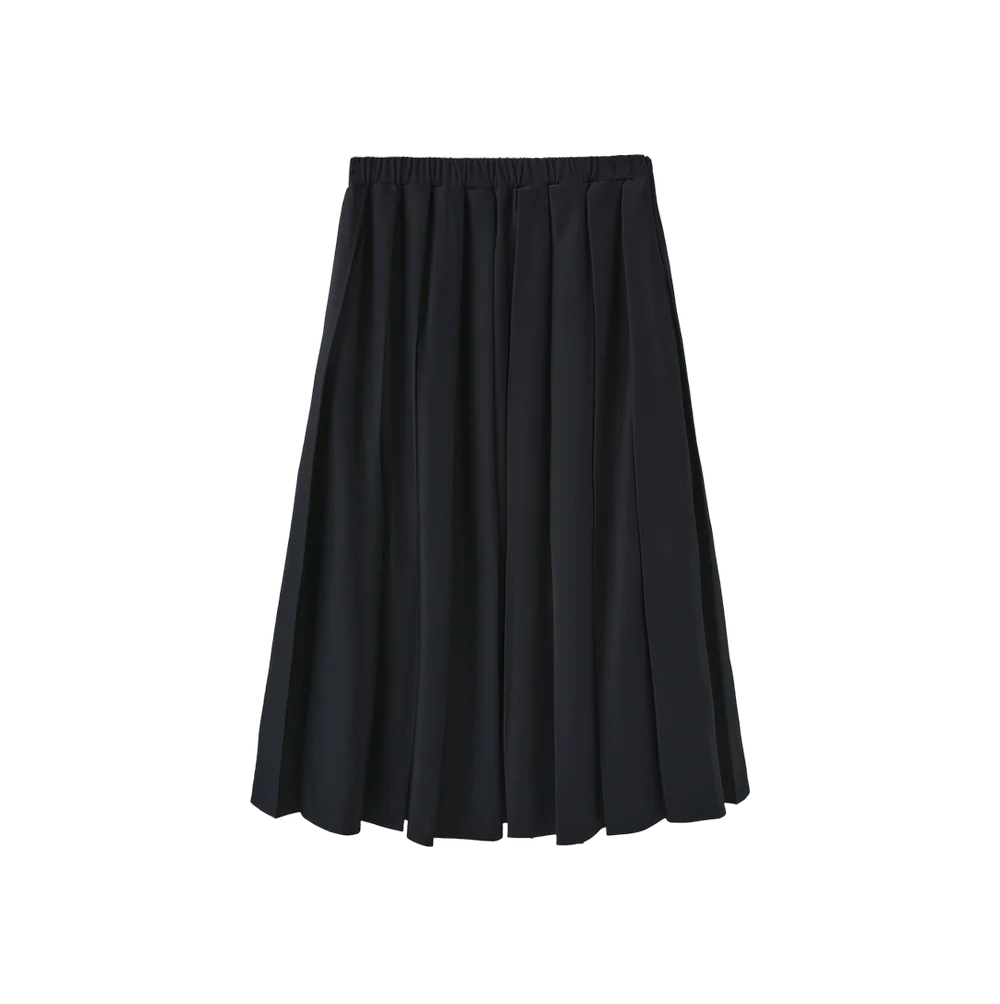 skirt pull string midi pleated - navy