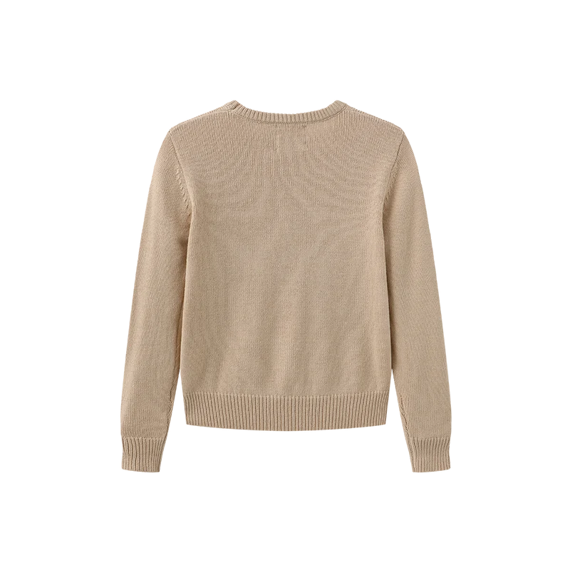 top l/s embroidered horse sweater - natural