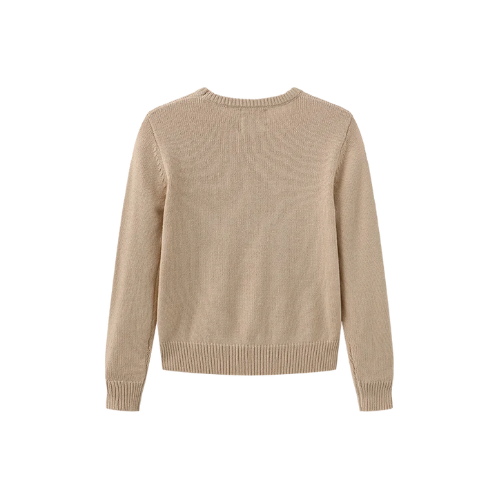 top l/s embroidered horse sweater - natural