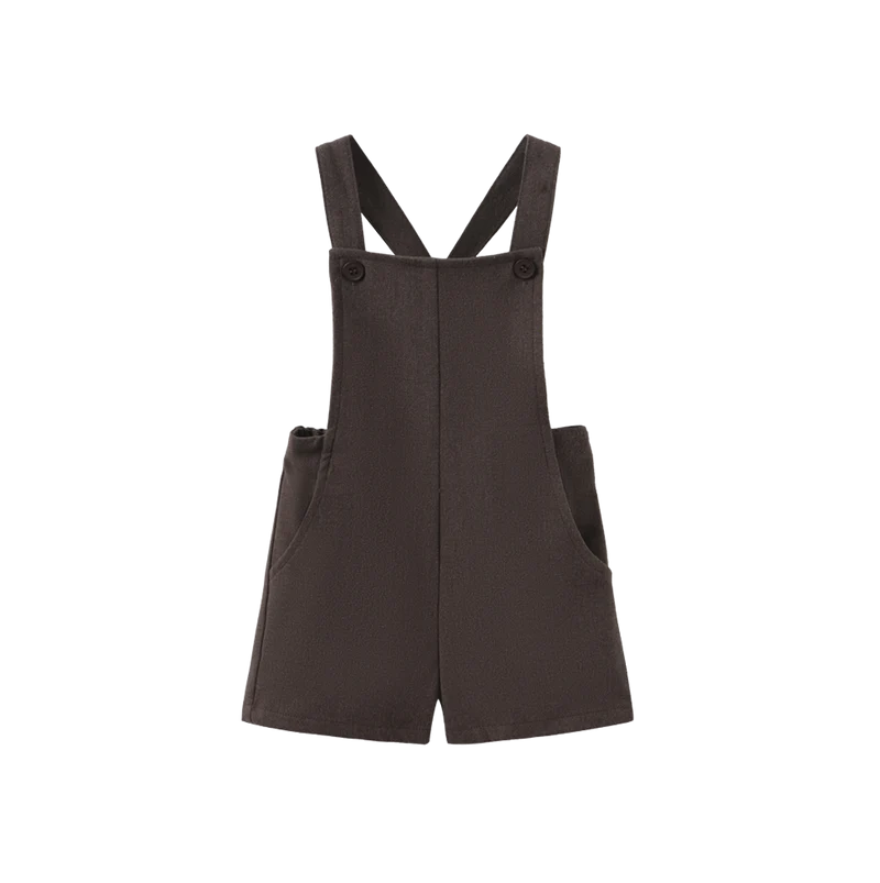 one piece wool pocket overalls - brown