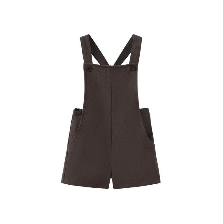 one piece wool pocket overalls - brown