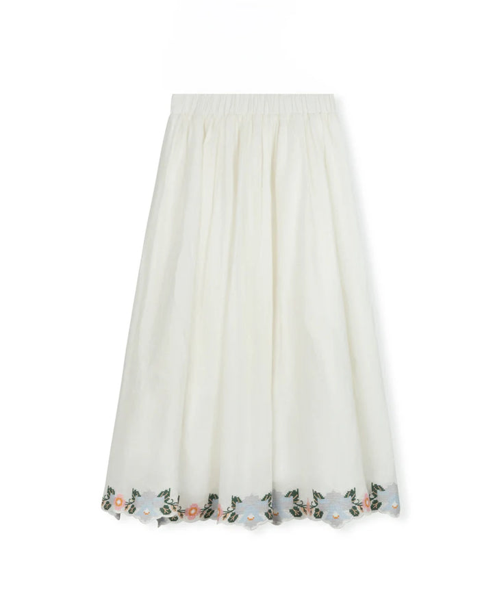 set outfit embroidered stitch blouse and skirt - white