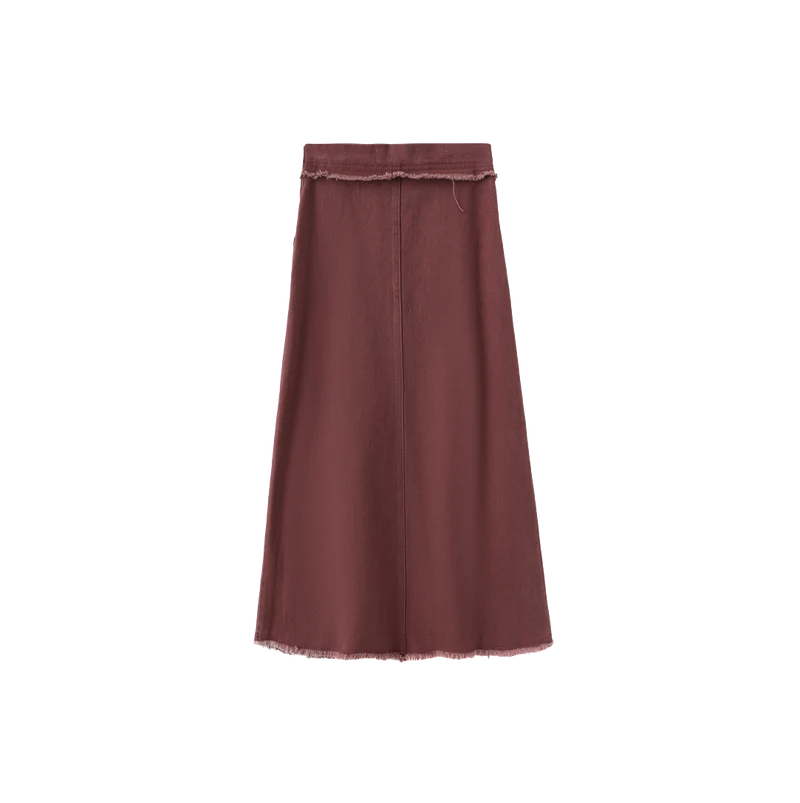 skirt canvas fringe with pockets - wine