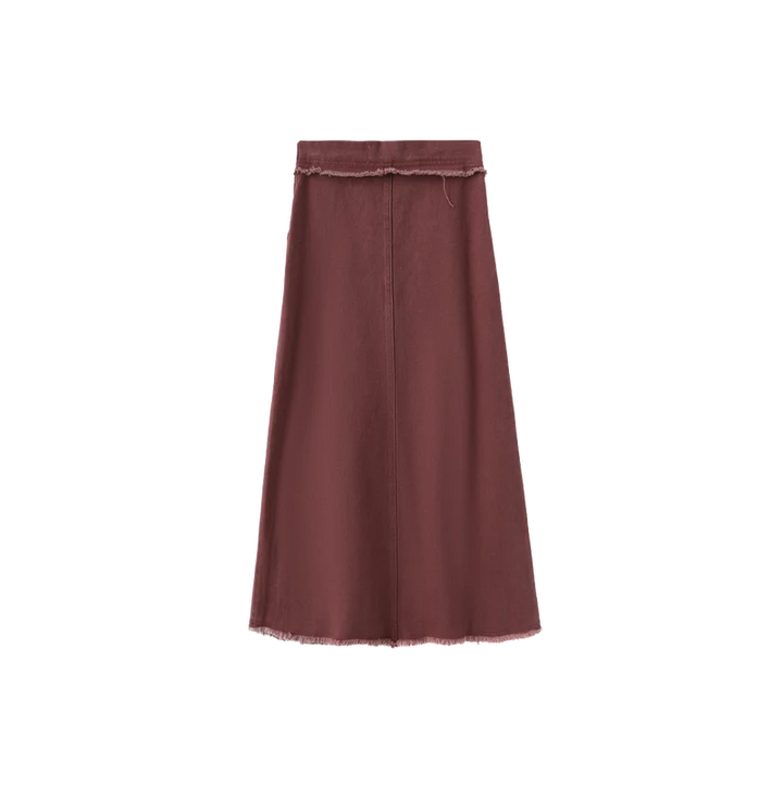 skirt canvas fringe with pockets - wine