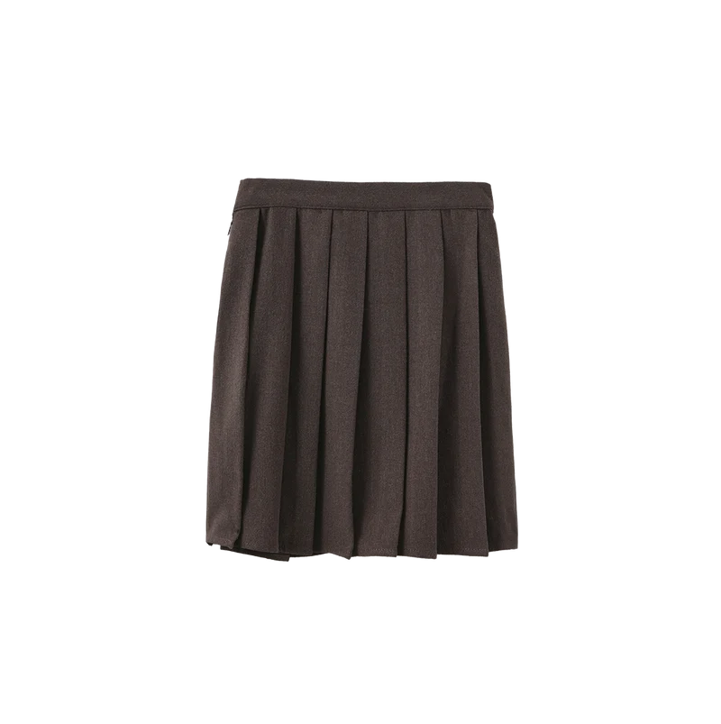 skirt wool wrap look with pocket - brown