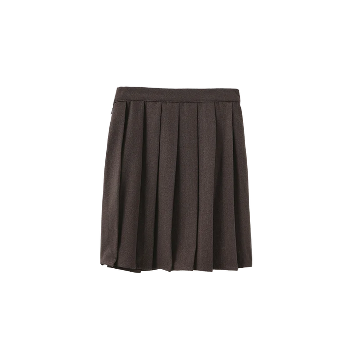 skirt wool wrap look with pocket - brown