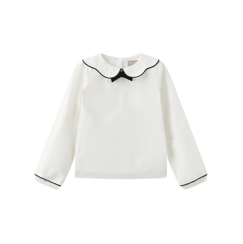 shirt l/s piped scallop collar - white/black