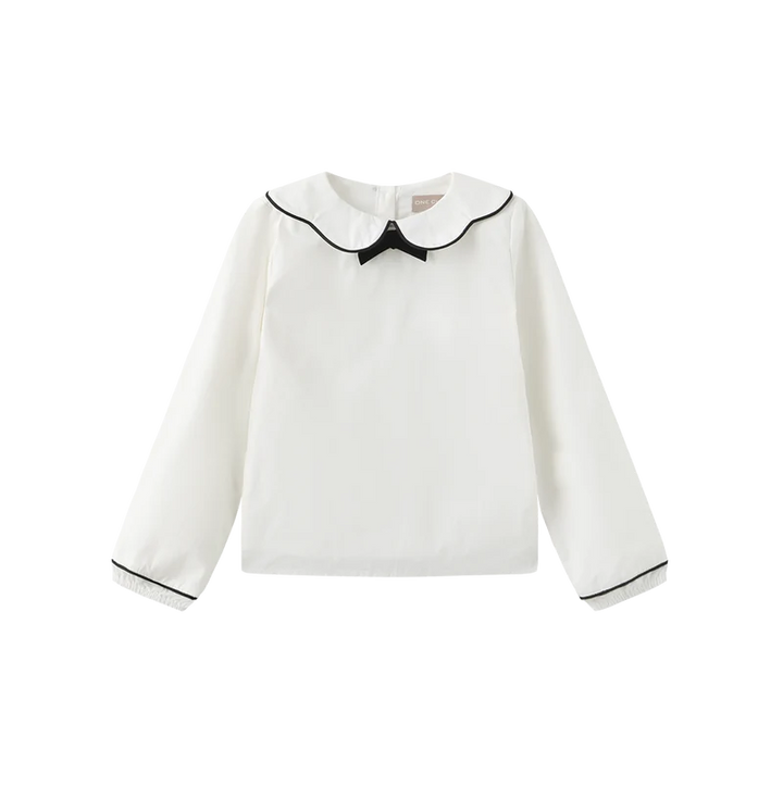 shirt l/s piped scallop collar - white/black
