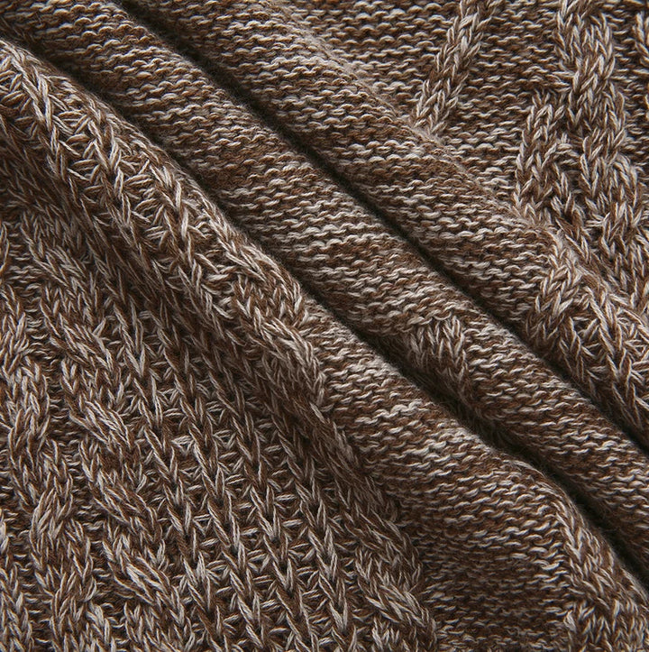 top l/s marled cable knit sweater - brown