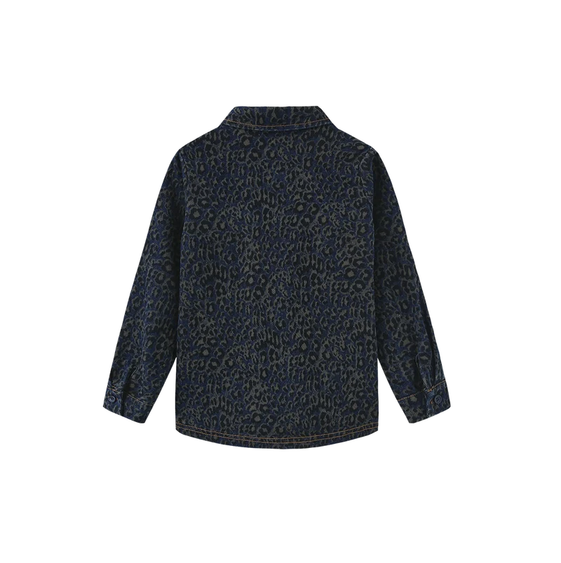 shirt l/s leopard denim - blue leopard