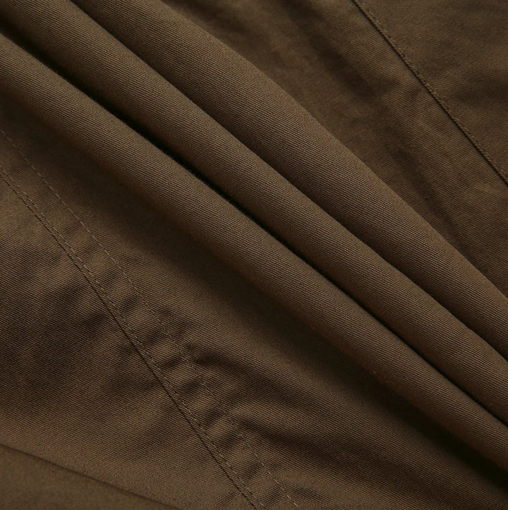 skirt midi bubble hem with pockets - brown