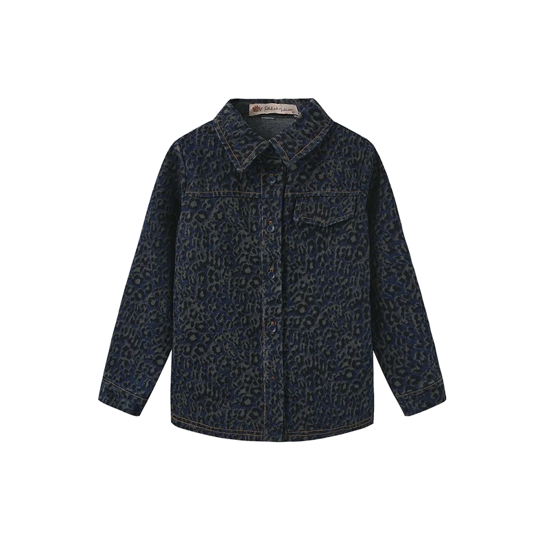 shirt l/s leopard denim - blue leopard