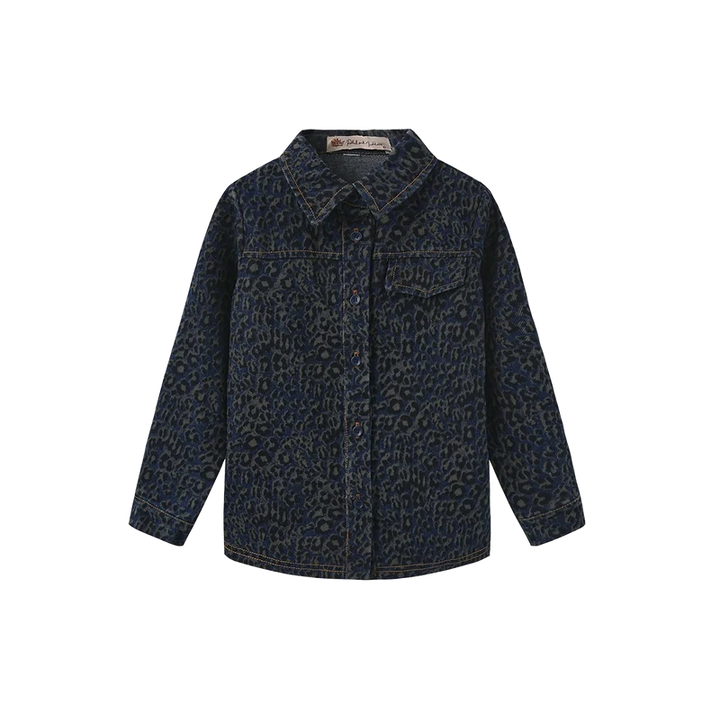 shirt l/s leopard denim - blue leopard