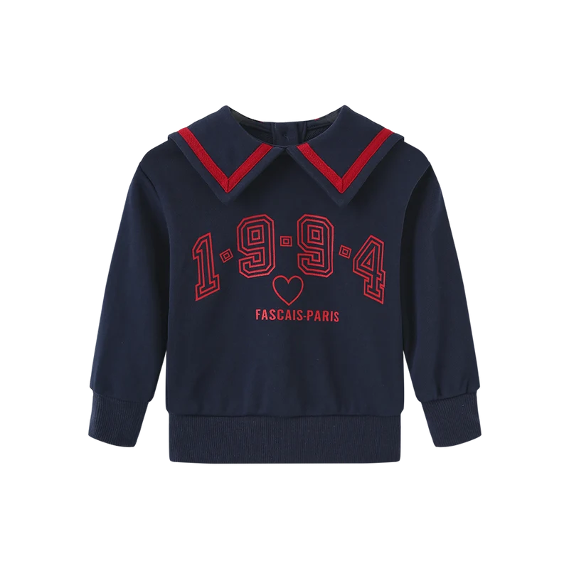 set outfit graphic knit collar sweatshirt and leggings - navy