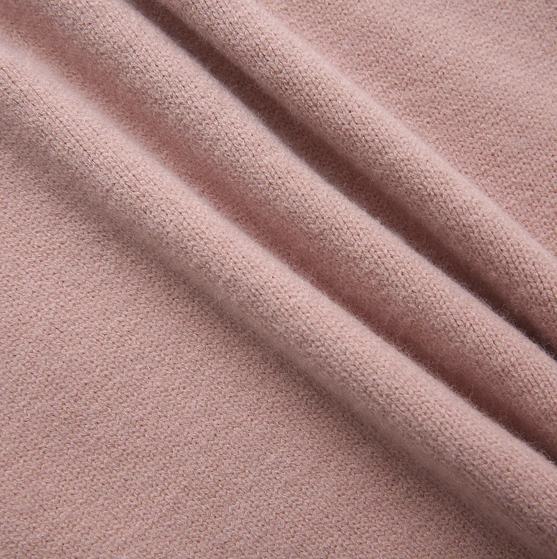 top l/s scalloped trim sweater - dusty pink