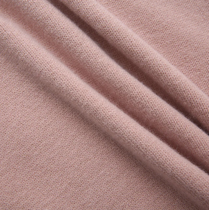 top l/s scalloped trim sweater - dusty pink