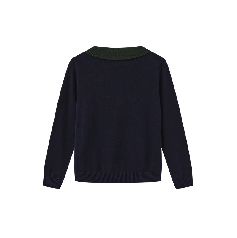 top l/s knit bear - navy