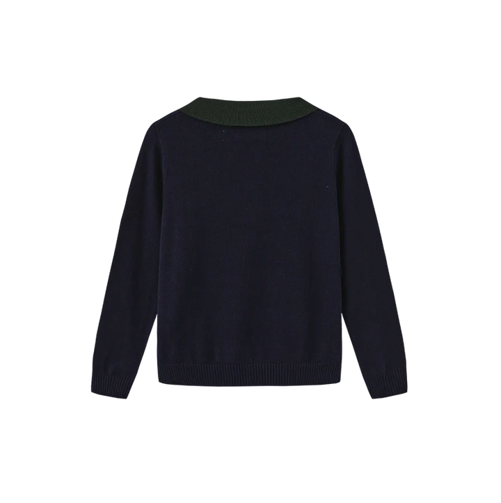 top l/s knit bear - navy