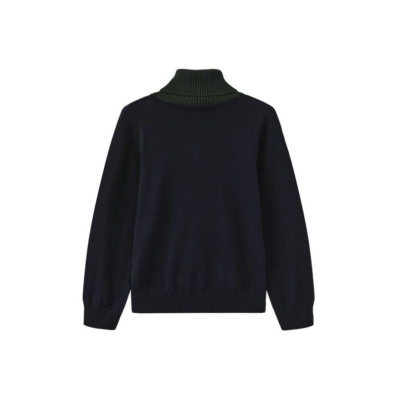 top l/s bear knit turtleneck - navy