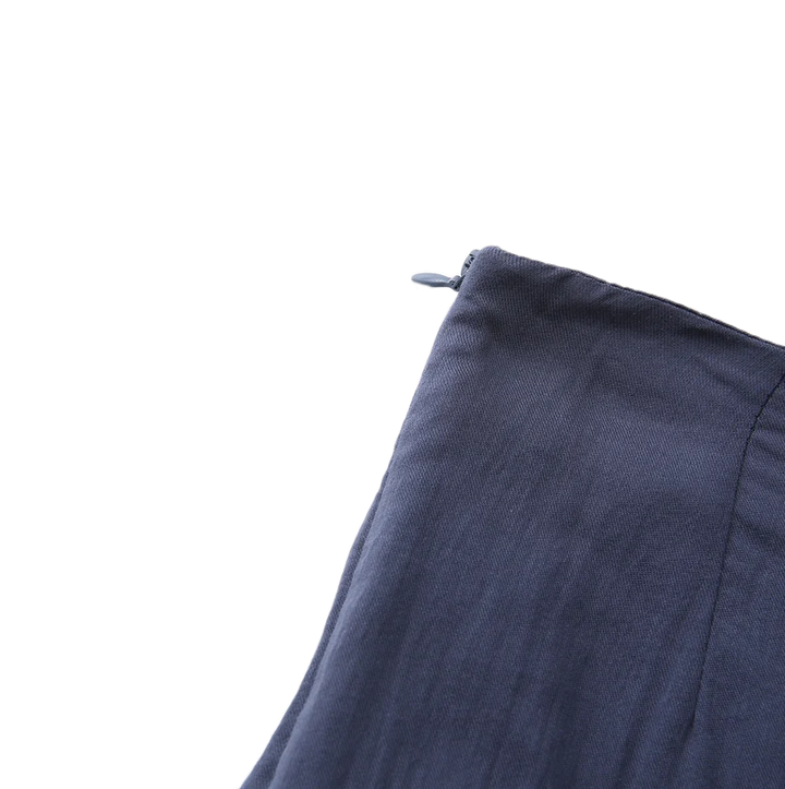 set outfit neck tie shirt and yoke skirt - blue