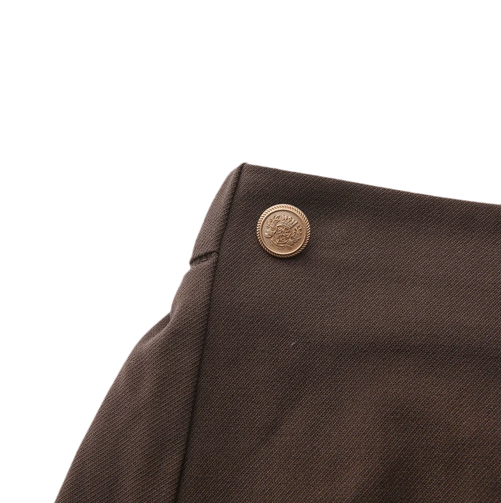 skirt wrap look gold button - brown