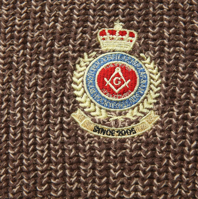 top l/s marled knit emblem sweater - brown