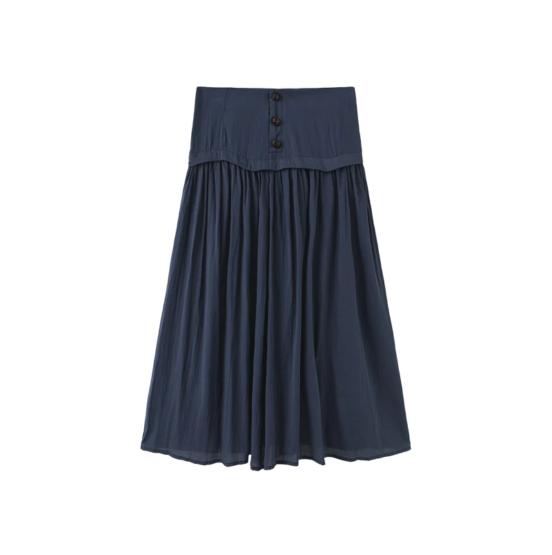 set outfit neck tie shirt and yoke skirt - blue