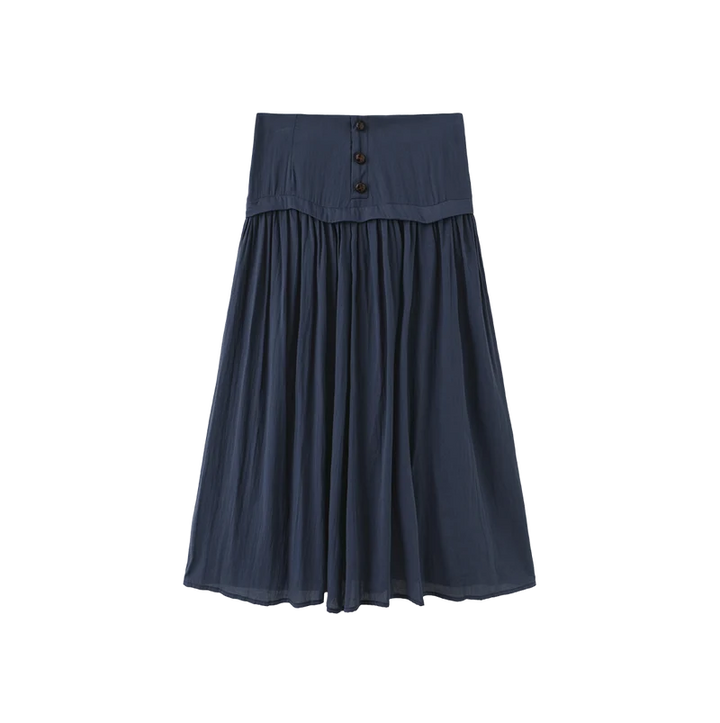 set outfit neck tie shirt and yoke skirt - blue