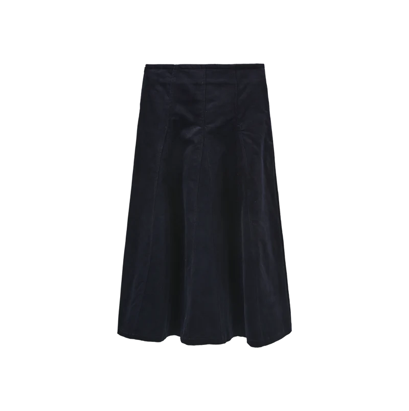 skirt corduroy v yoke panel - navy