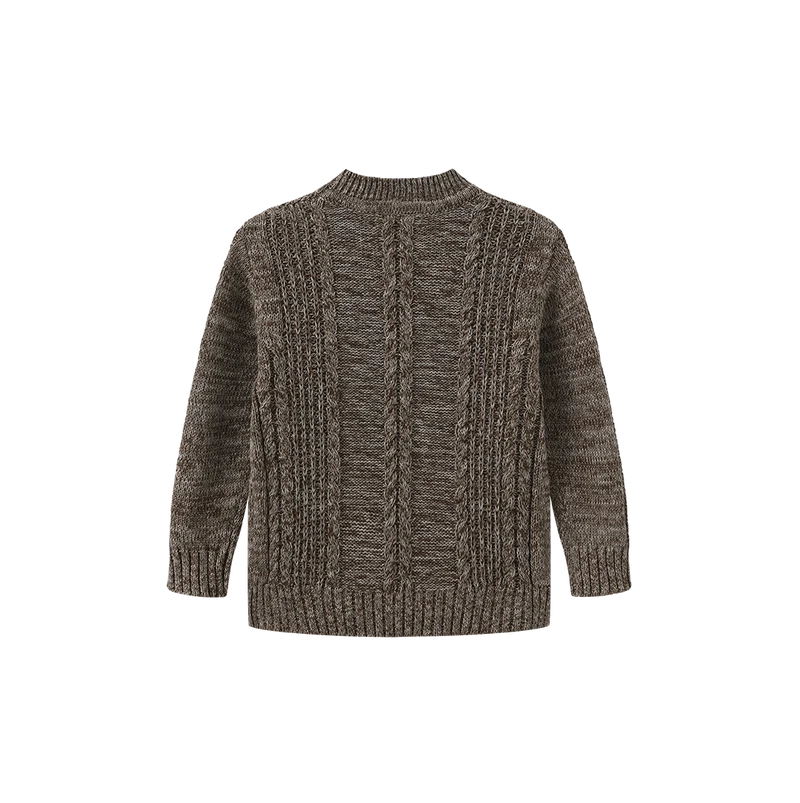 top l/s marled cable knit sweater - brown