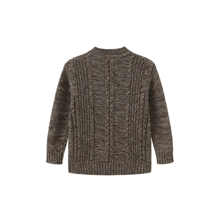 top l/s marled cable knit sweater - brown