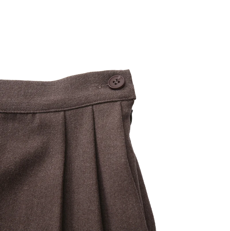skirt wool wrap look with pocket - brown