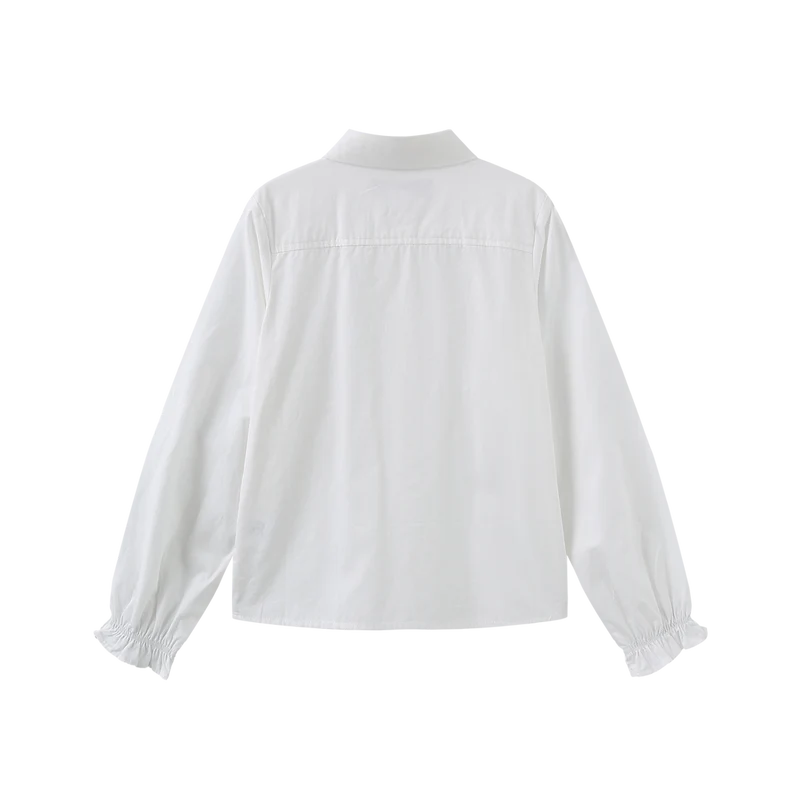 shirt l/s crystal collar - white