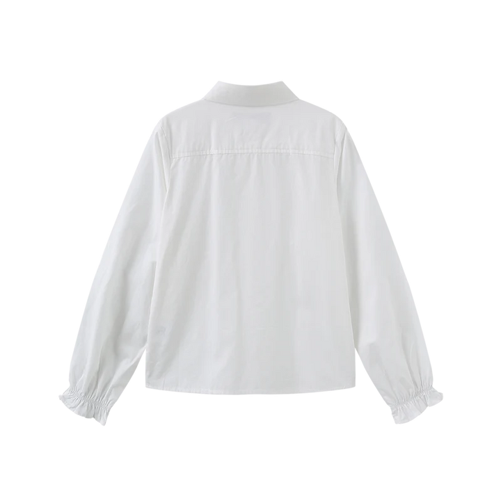 shirt l/s crystal collar - white