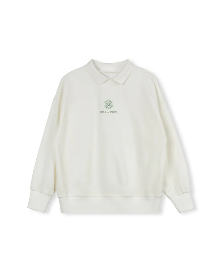 top l/s collared sweatshirt - ivory