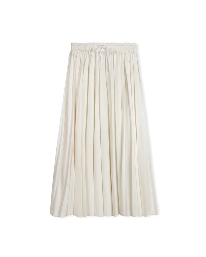 skirt pleated drawstring - white
