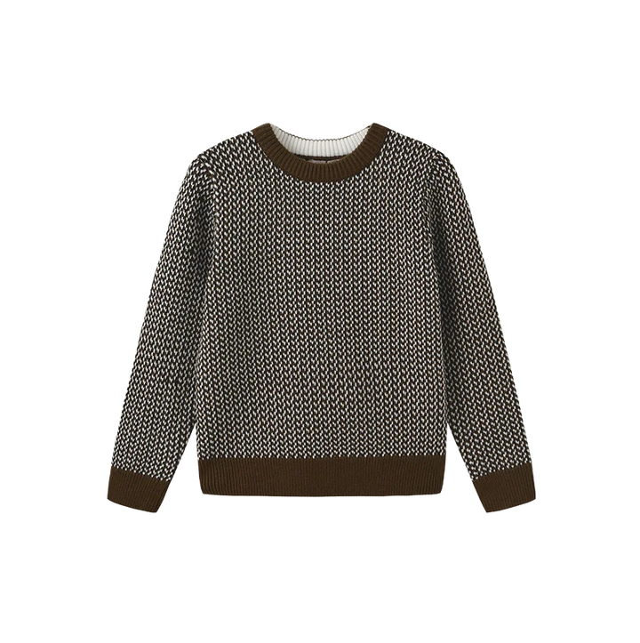 top l/s rye textured knit sweater - cognac