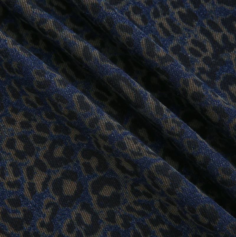 shirt l/s leopard denim - blue leopard